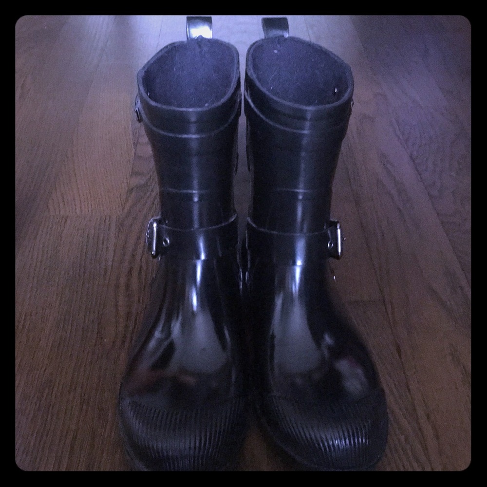 Coach black rain boots